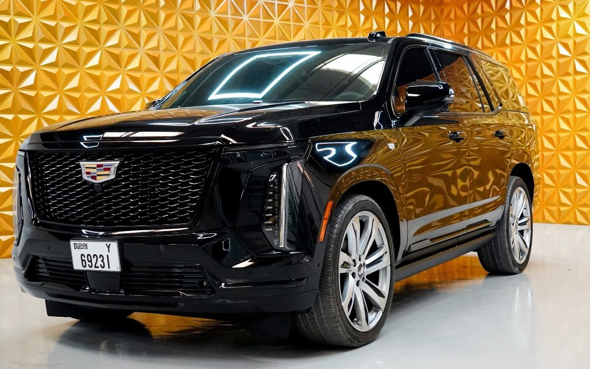 2025 Cadillac Escalade ESV Premium Luxury in Solid Black for rent in Dubai